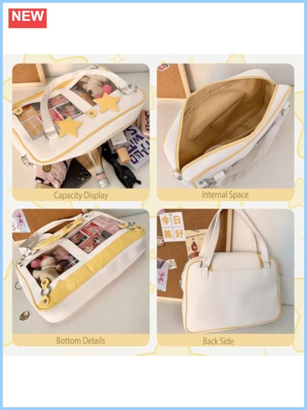 Kawaii Ita Crossbody Messenger Bag Vegan Leather Pin Display Tote - Picture 5 of 6
